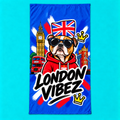 London Vibez Bulldog Illustration Beach Towel | Union Jack, Big Ben