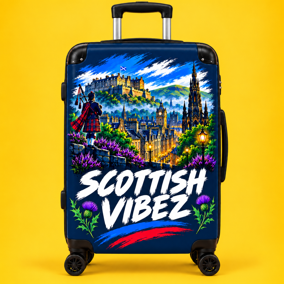 Scottish Vibez Suitcase | Edinburgh Castle Travel Luggage