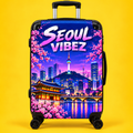 Seoul Vibez Suitcase, Korean Cityscape Hard-Shell Luggage, Colourful Travel Gift
