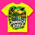 Jamaica Vibez Sunset Beach Scene Kids Jersey | Neon Yellow