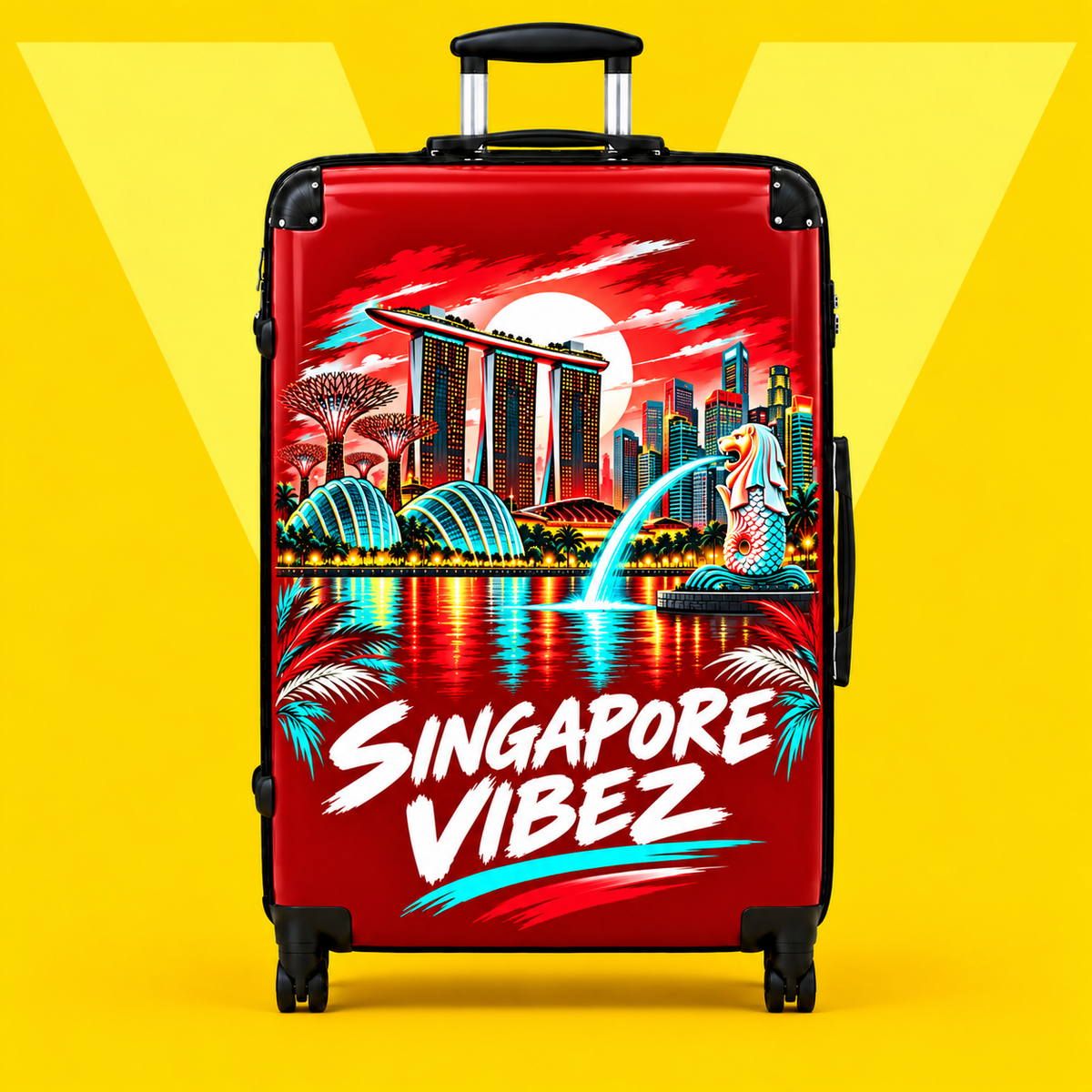 Singapore Vibez Suitcase | Merlion Marina Bay Skyline Luggage