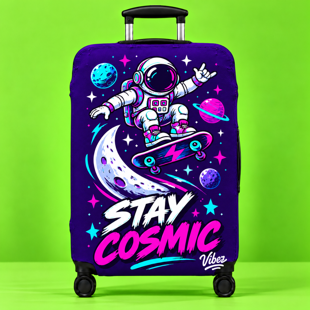 Stay Cosmic Astronaut Skateboard Luggage Cover | Space Moon Planets