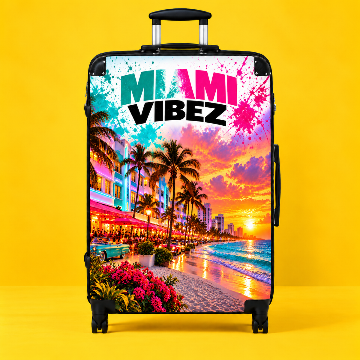 Miami Vibes Tropical Sunset Suitcase