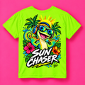 Sun Chaser Gecko Kids Jersey | Neon Tropical Surf Shirt