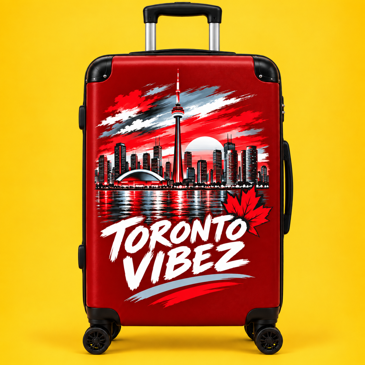 Toronto Vibez Suitcase | Red Skyline Luggage, CN Tower Graphic