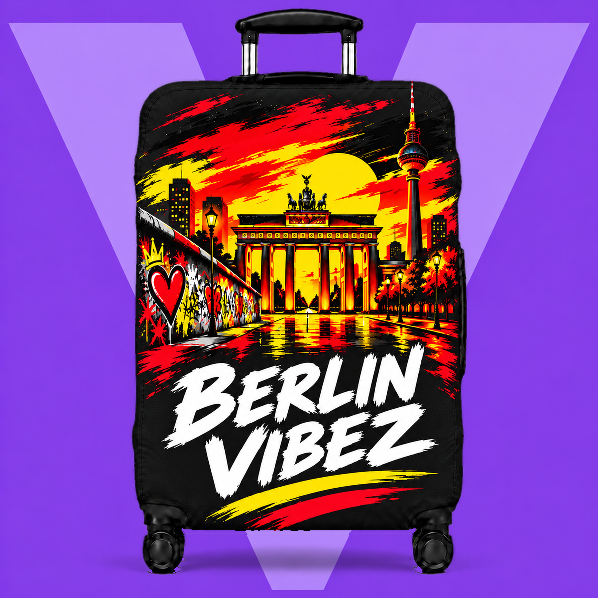 Berlin Vibez Luggage Cover | Brandenburg Gate Skyline Suitcase Protector