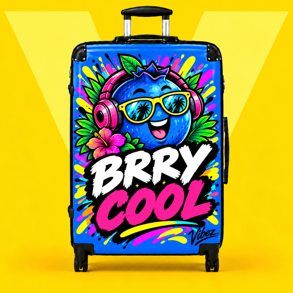 Brry Cool Blue Berry Character Suitcase | Cartoon Fruit Luggage