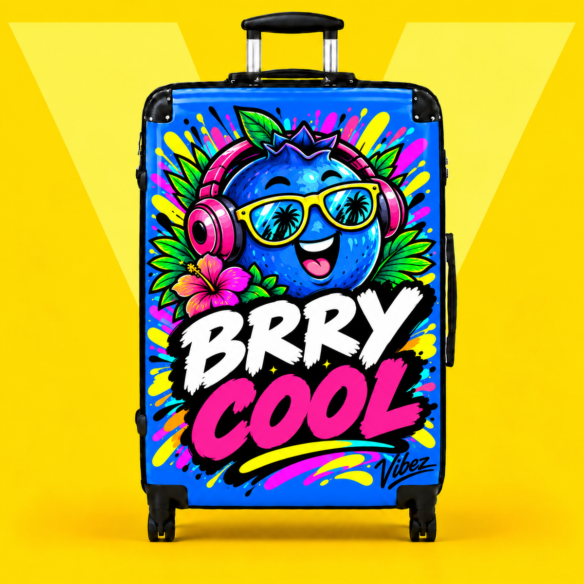Brry Cool Blue Berry Character Suitcase | Cartoon Fruit Luggage