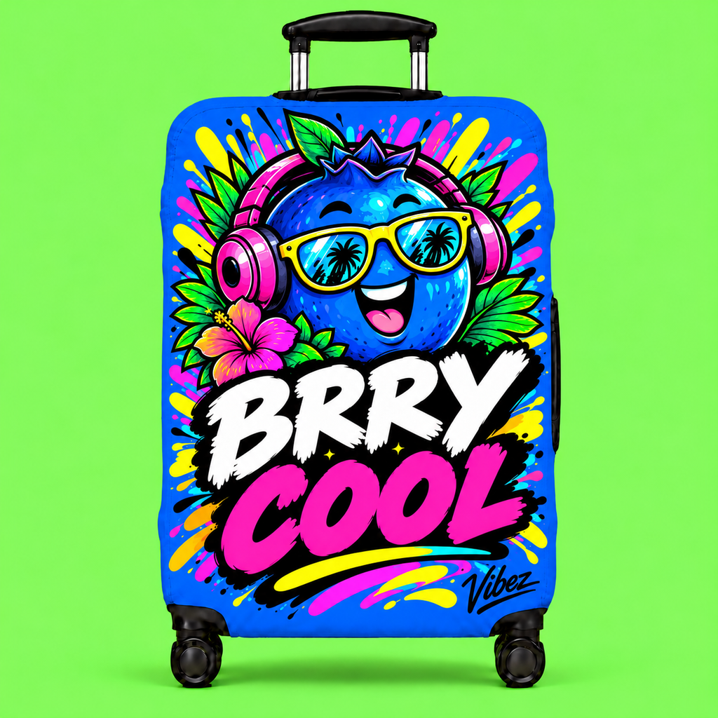 Berry Cool Blue Cartoon Berry Luggage Cover | Bright Travel Protector