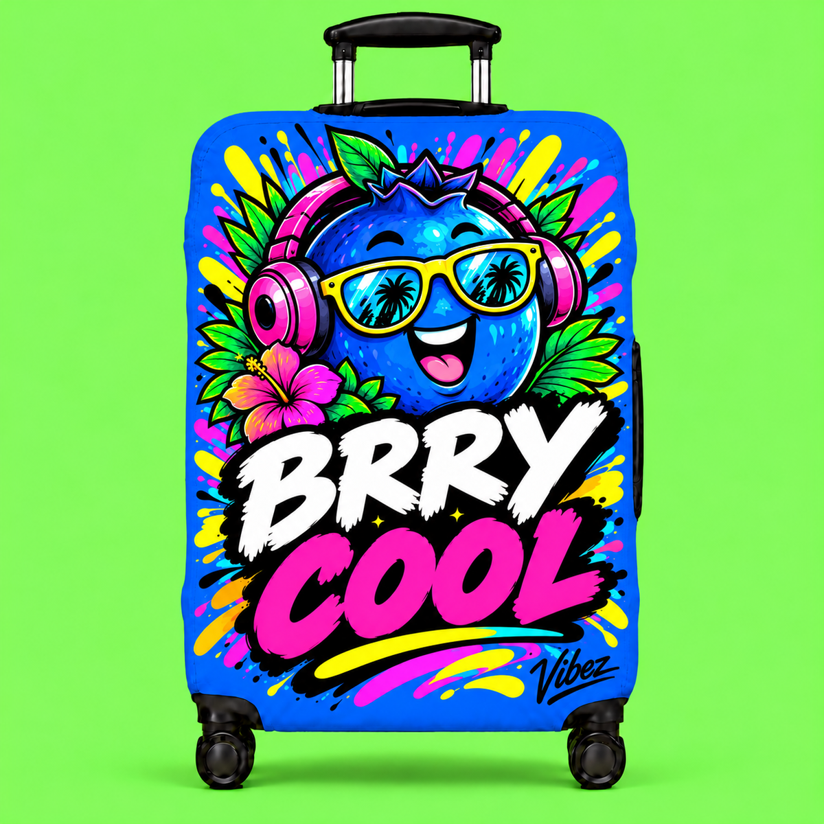 Berry Cool Blue Cartoon Berry Luggage Cover | Bright Travel Protector