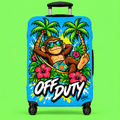 Relaxed Monkey Off Duty Luggage Cover | Tropical Palm Beach Print
